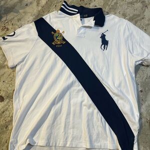 Polo by Ralph Lauren White and Navy Men's Polo Shirt NWOT